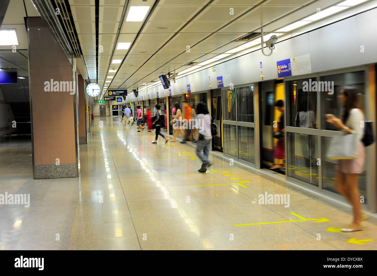 Subway station in Bangkok, people moving Stock Photo