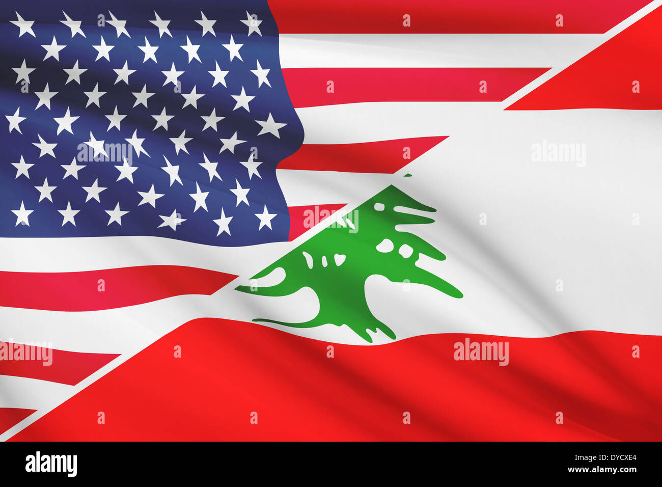 Flags Of USA And Republic Of Lebanon Blowing In The Wind Part Of A Flags Of Usa And Republic Of Lebanon Blowing In The Wind Part Of A DYCXE4 