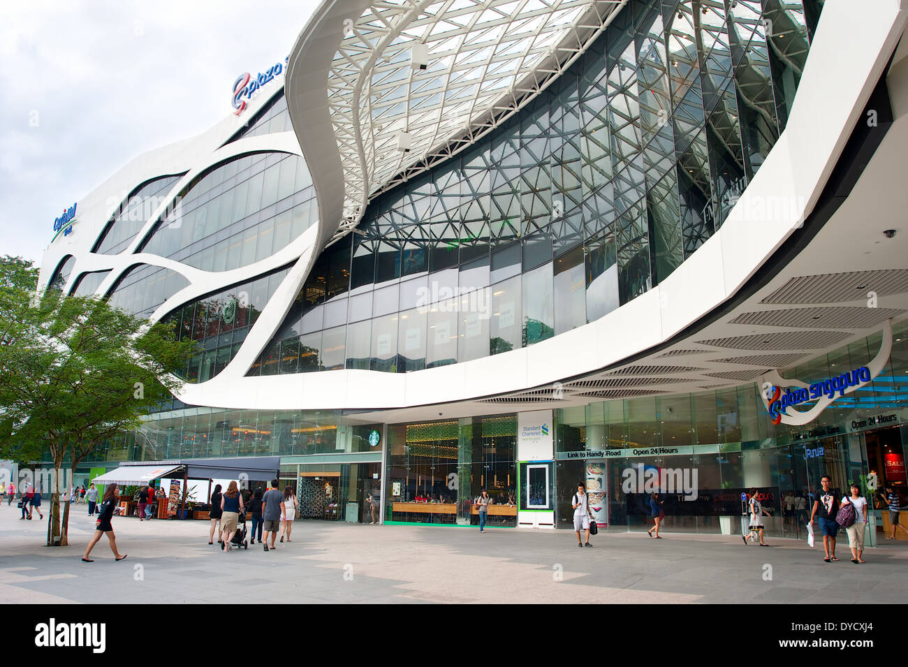 People shopping at Plaza Singapura. Plaza Singapura is a contemporary