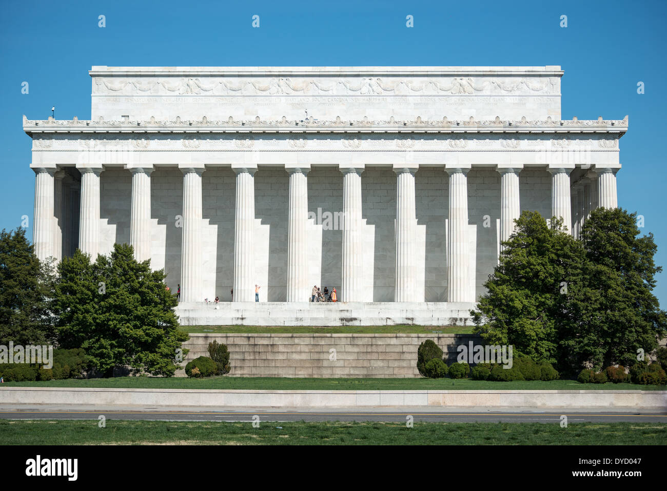 WASHINGTON DC, USA - The western face of the Lincoln Memorial on the National Mall in Washington DC. This side faces Arlington Memorial Bridge and Arlington National Cemetery. Stock Photo