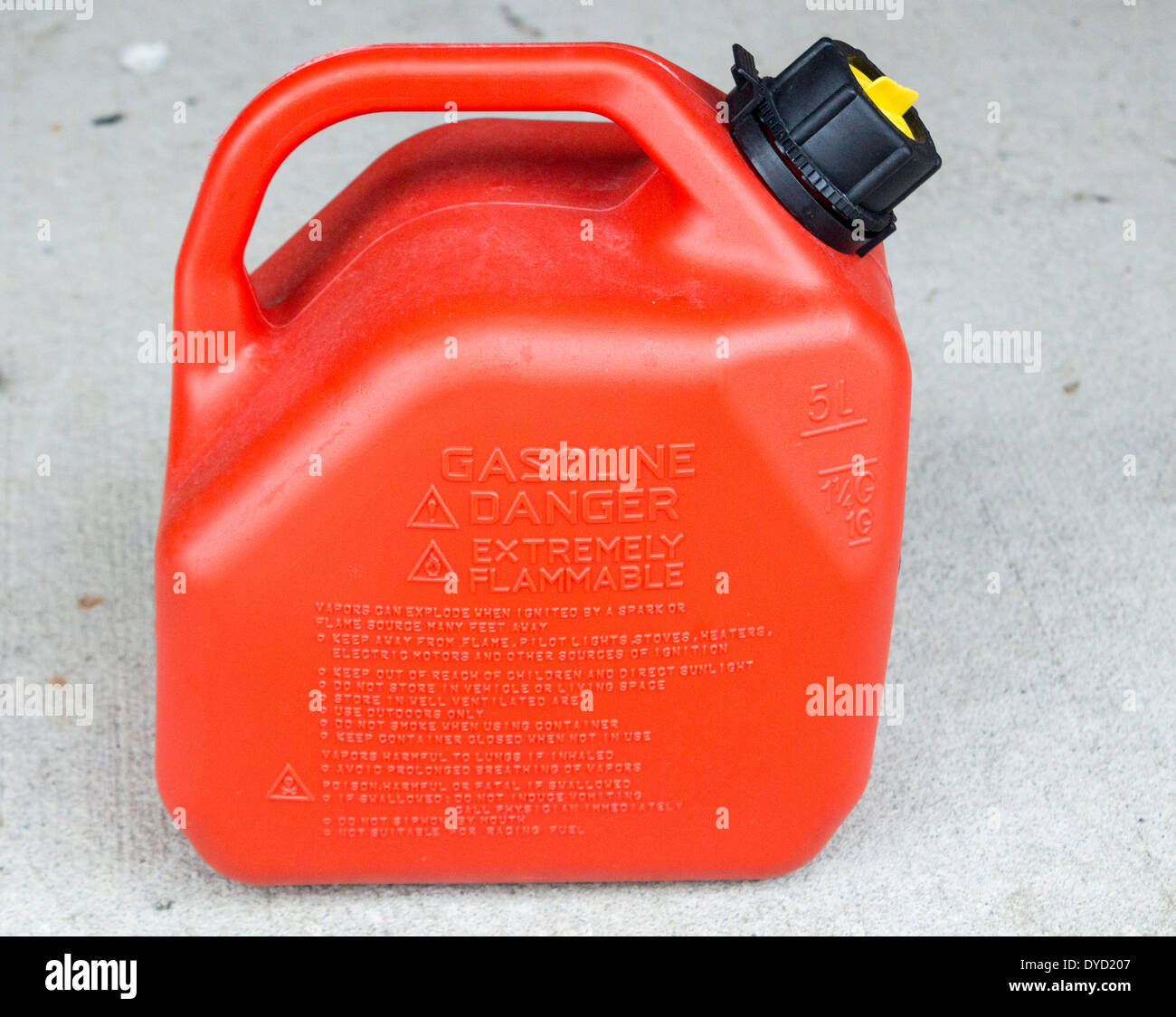 5 Liter Gas  Can English Side Stock Photo