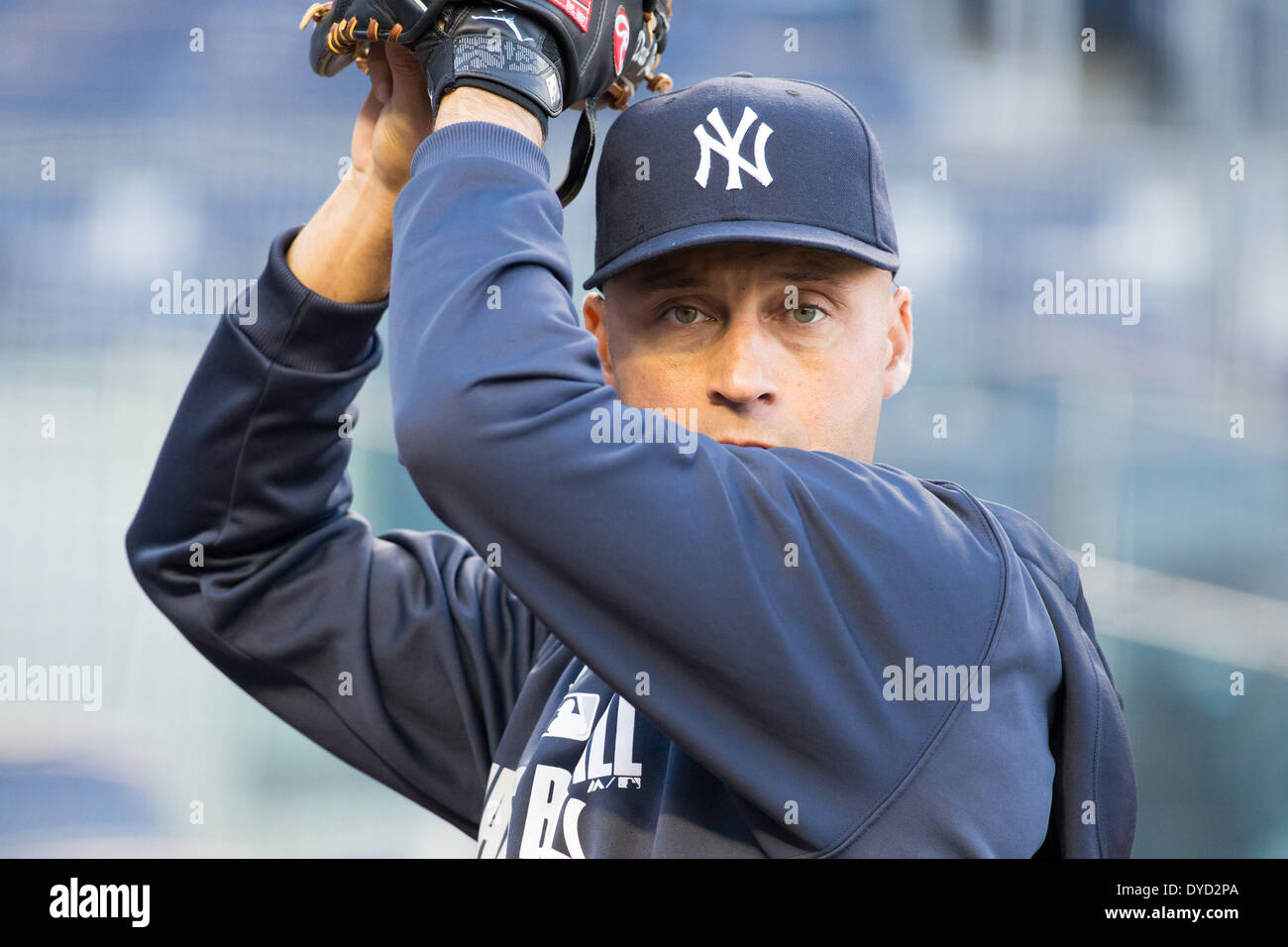 Bronx, New York, USA. 10th Apr, 2014. Derek Jeter (Yankees) MLB : Derek Jeter of the New York Yankees during practice before the baseball game against the Baltimore Orioles at Yankee Stadium in Bronx, New York, United States . © Thomas Anderson/AFLO/Alamy Live News Stock Photo