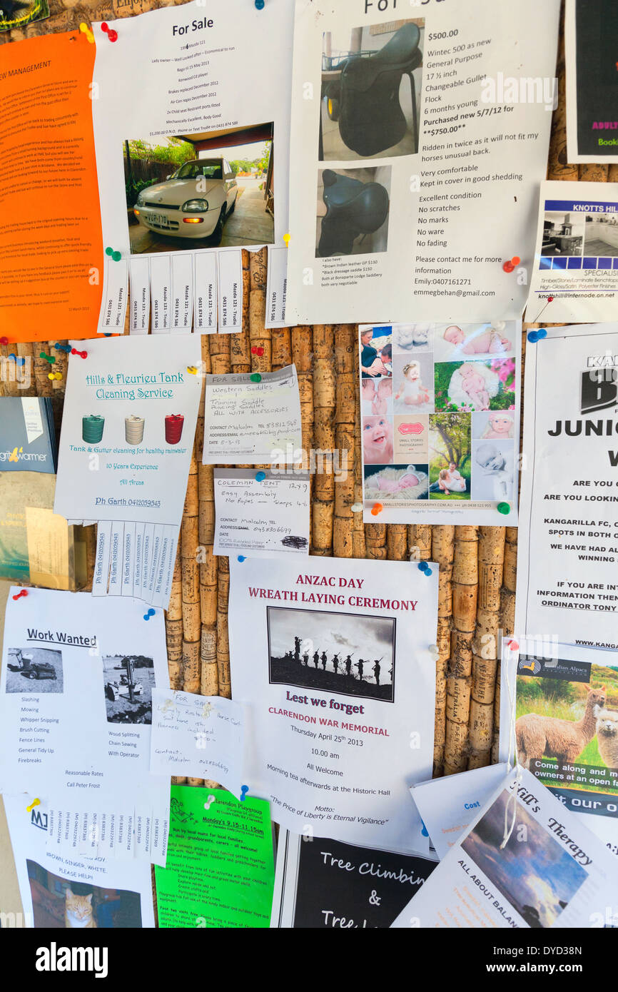 Public notice board main street pin board Clarendon Adelaide Hills