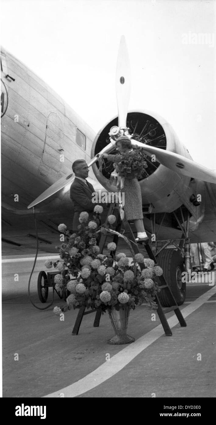 The Douglas DC-1 NC223Y, pictured at Glendale Air Terminal in 1934, was one of the earliest commercial airliners built by Douglas Aircraft Company. The DC-1 featured Wright R-1820 Cyclone engines and played a key role in the evolution of commercial aviation. Stock Photo
