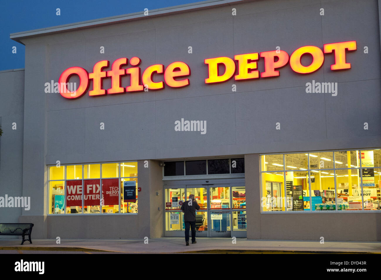 Florida Port Charlotte,night,Office Depot,front,entrance,supplies
