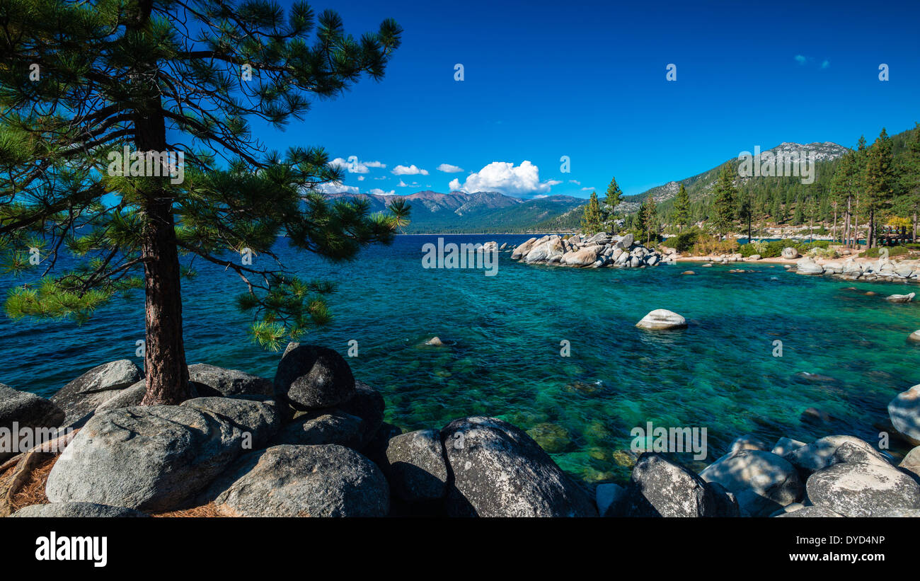 Boulders and cove at Sand Harbor State Park, Lake Tahoe, Nevada, USA Stock Photo