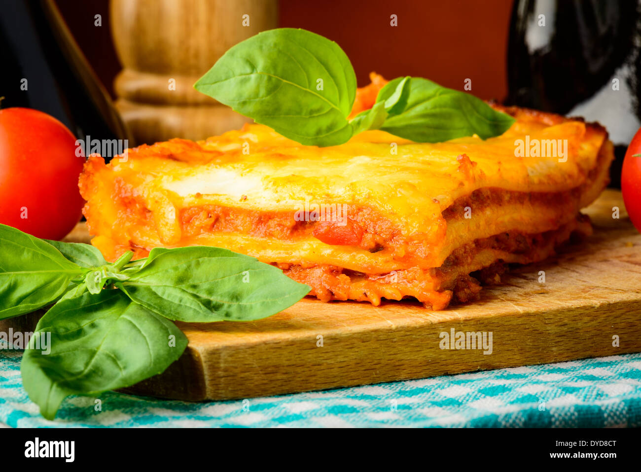 closeup of traditional homemade lasagna pasta meal Stock Photo