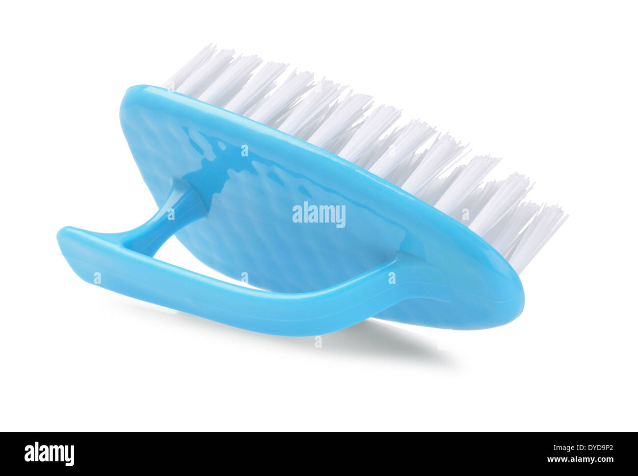 Household Plastic Cleaning Brush On White Background Stock Photo