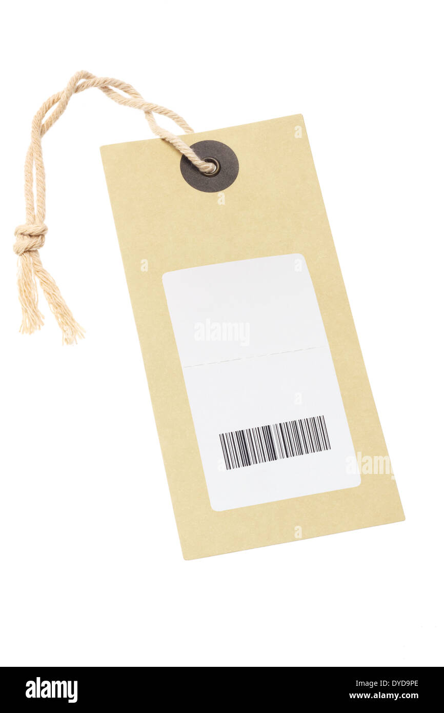 Paper Tag With Bar Code Sticker On White Background Stock Photo