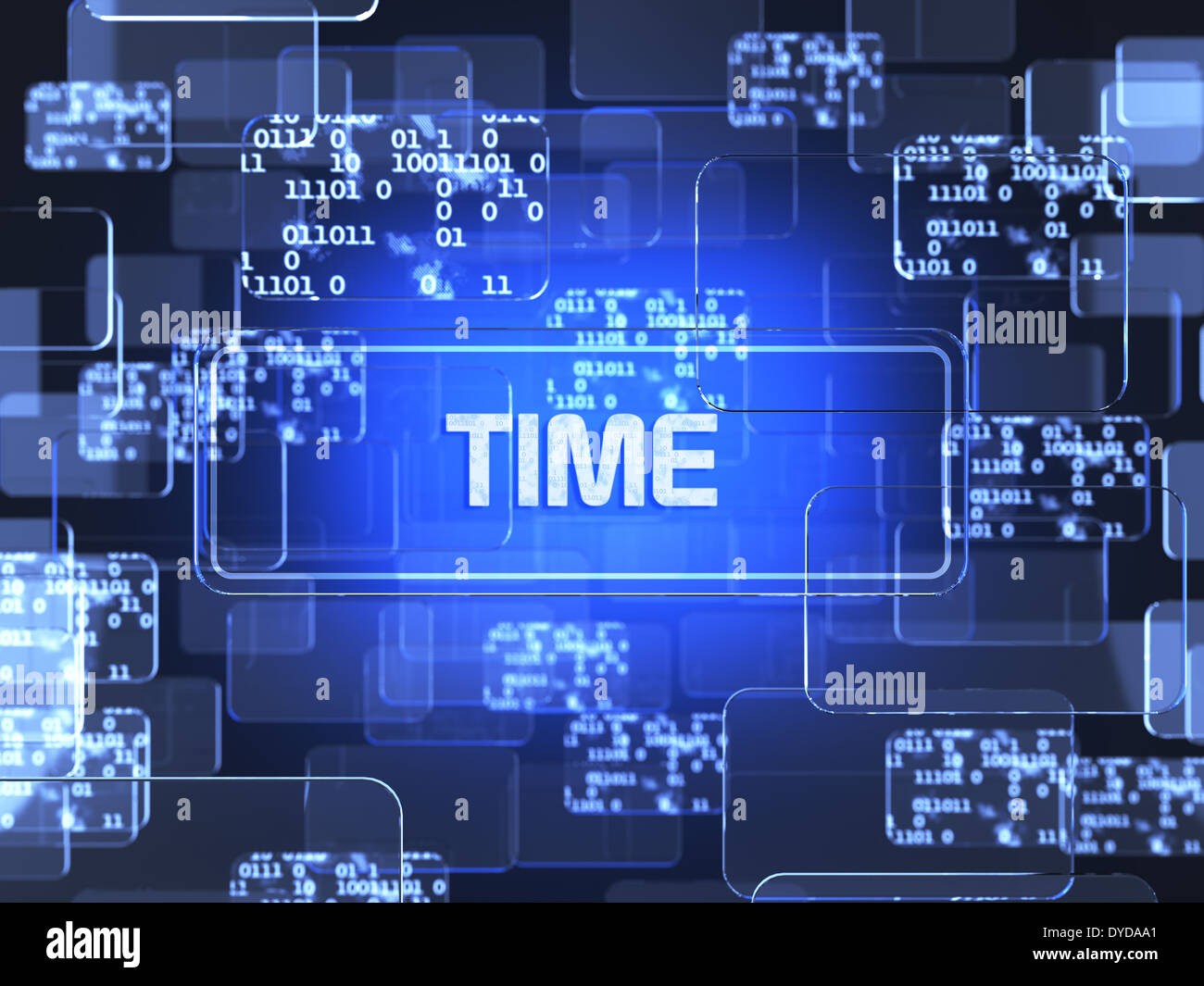 Future technology blue touchscreen interface. Time screen concept Stock Photo