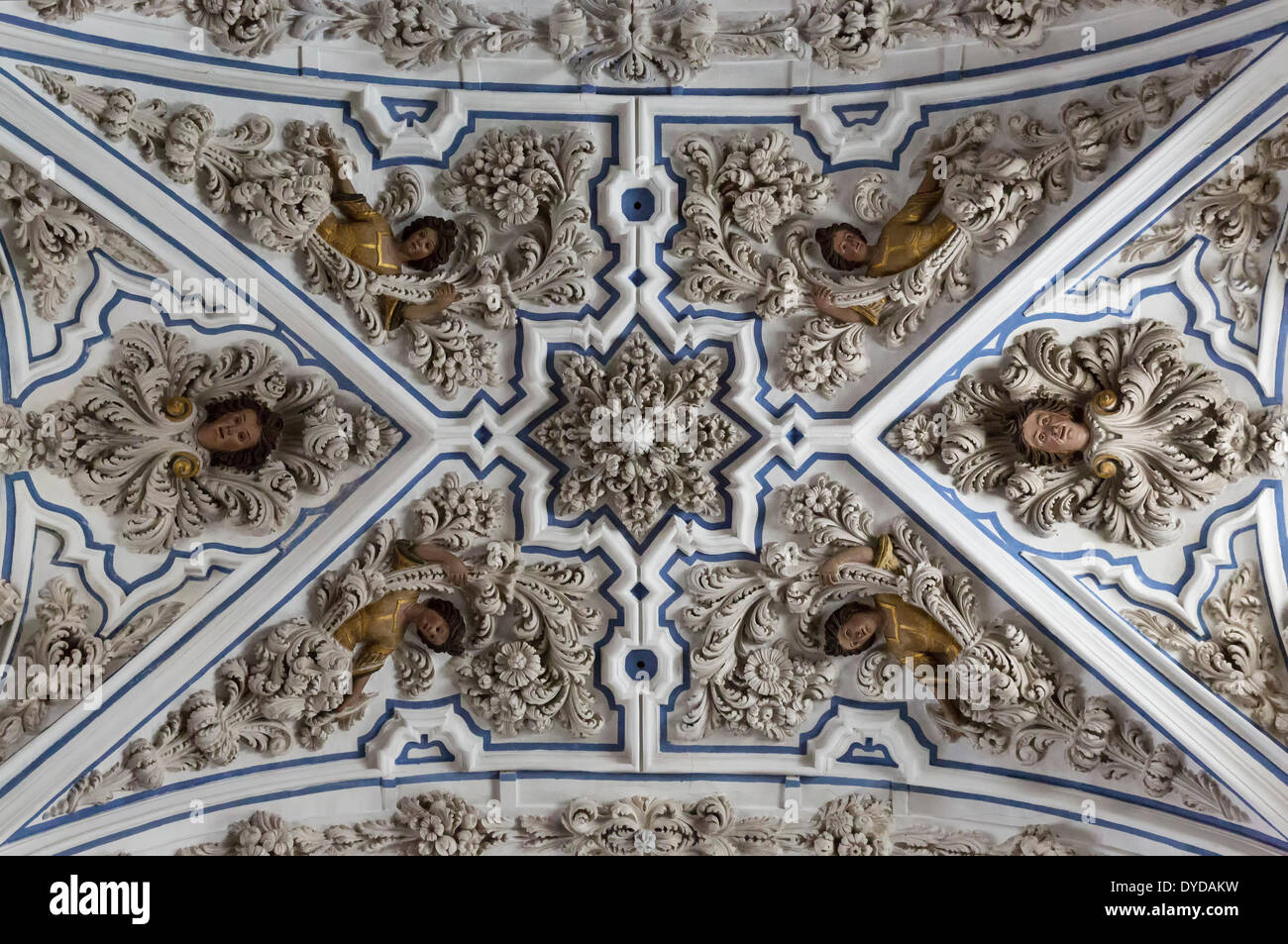 Exuberant baroque stucco work at the ceiling of the Aurora church, Priego de Córdoba, Córdoba province, Andalusia, Spain Stock Photo
