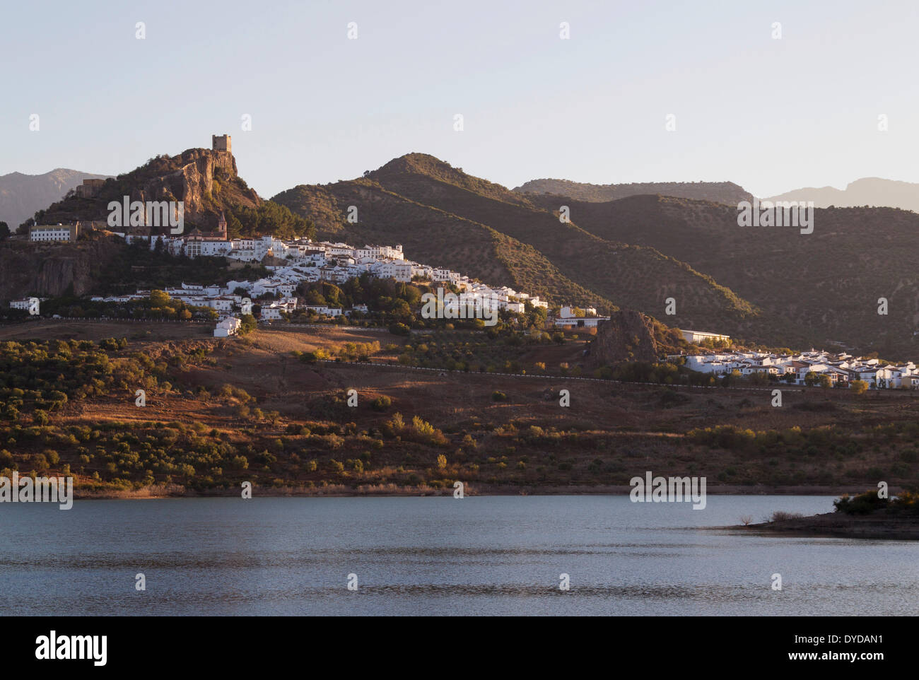 The White Town of Zahara de la Sierra with its Moorish castle and the ...