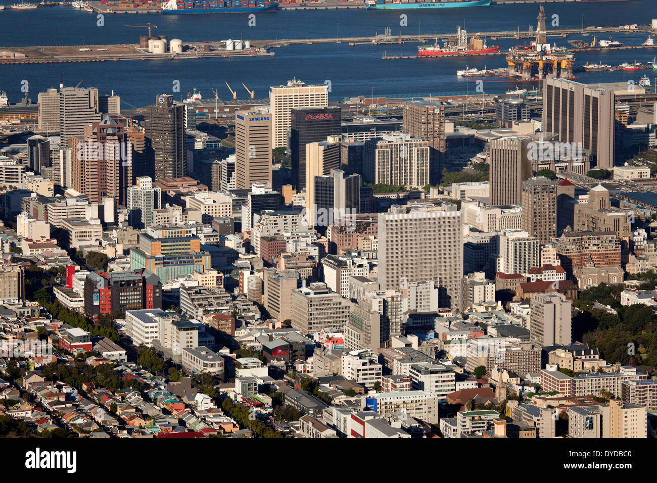 Cape Town Central Business District skyline seen from Lions Head, Western Cape, South Africa Stock Photo