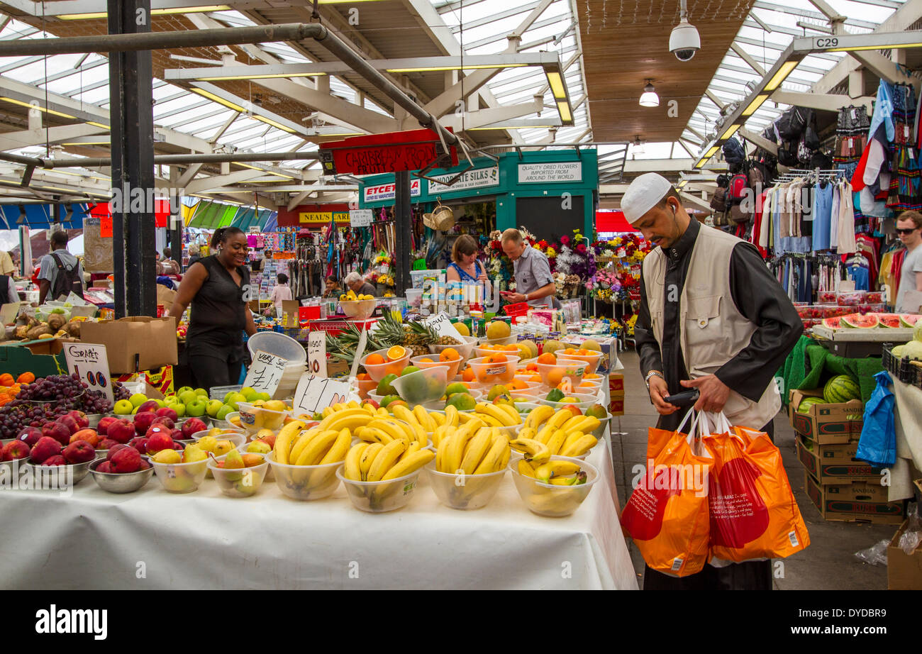 The interior of Leicester Market. Stock Photo