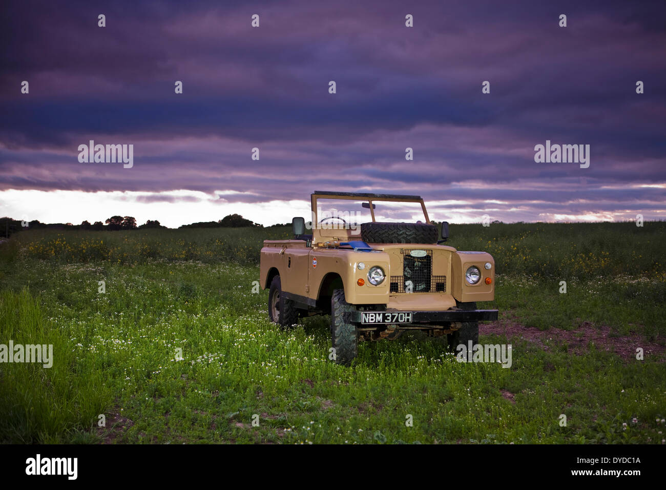 An open topped Land Rover Defender. Stock Photo