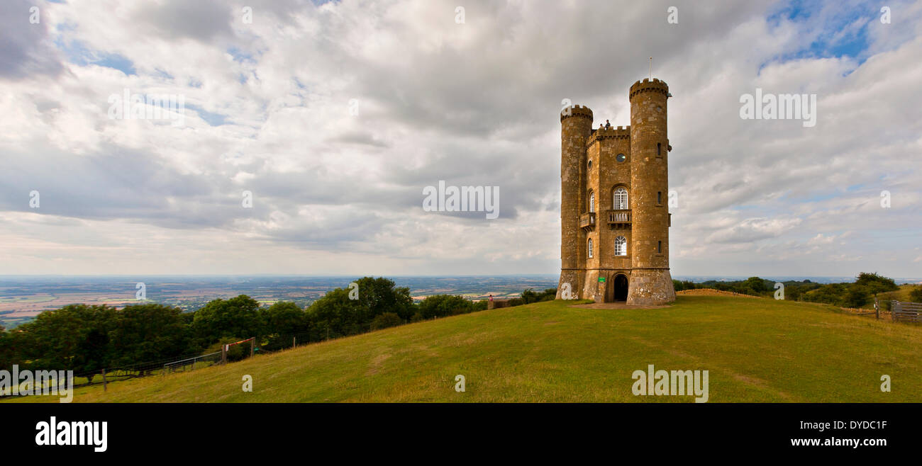 A view toward Broadway Tower which is a folly designed by Capability Brown. Stock Photo