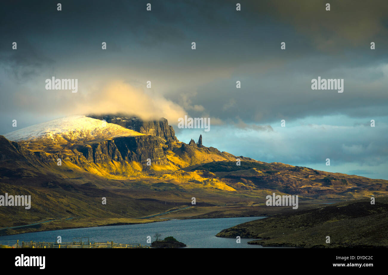The Old Man of Storr on the Trotternish peninsula on the Isle of Skye. Stock Photo