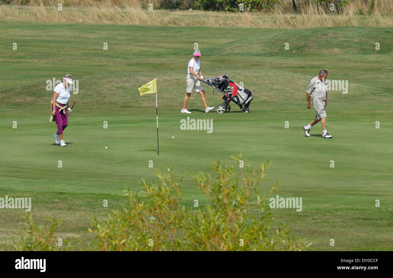 Whitstable, Kent, England, UK. Golf course middleaged amateur