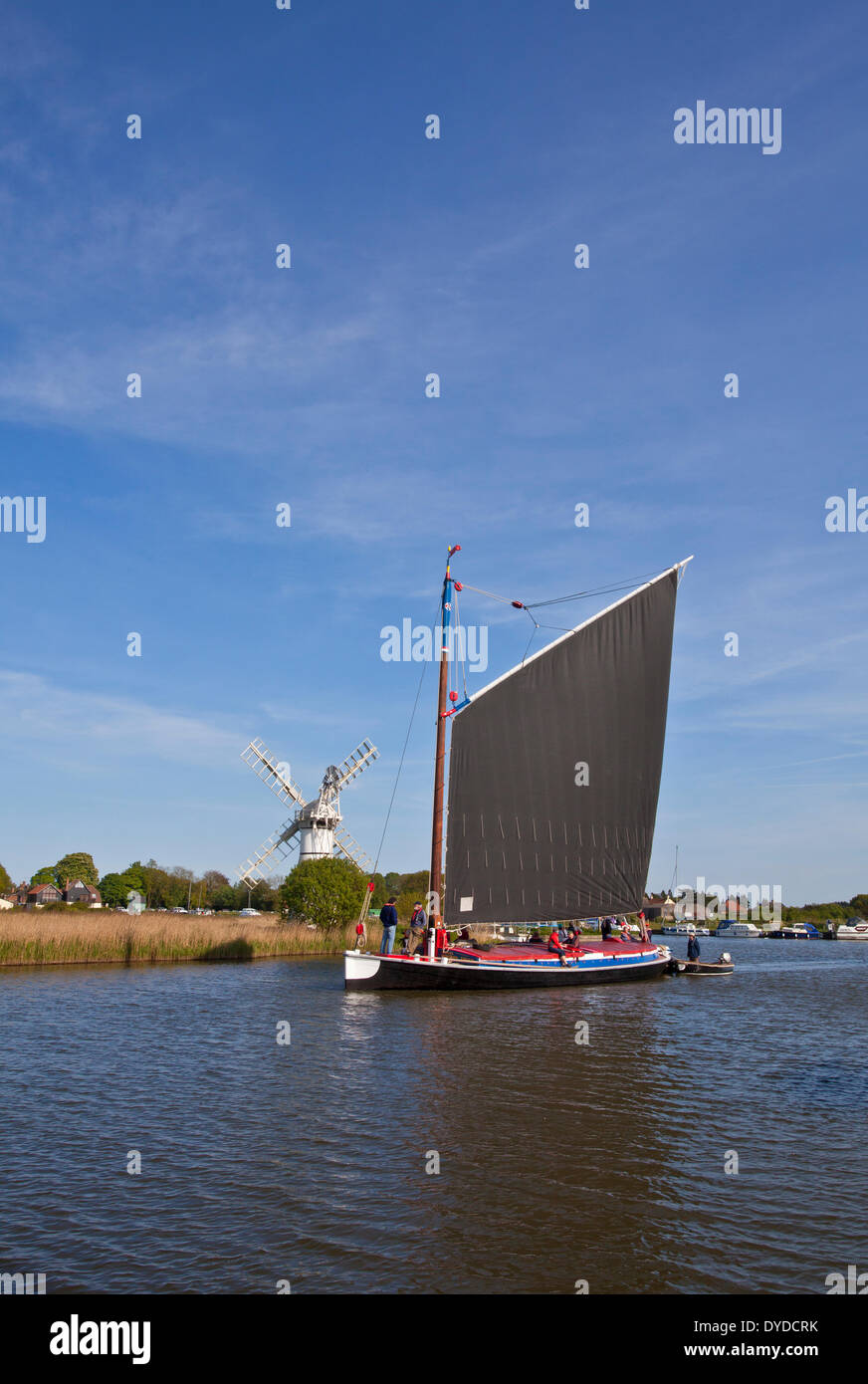 The Wherry Albion sailing on the River Thurne in the Norfolk Broads. Stock Photo