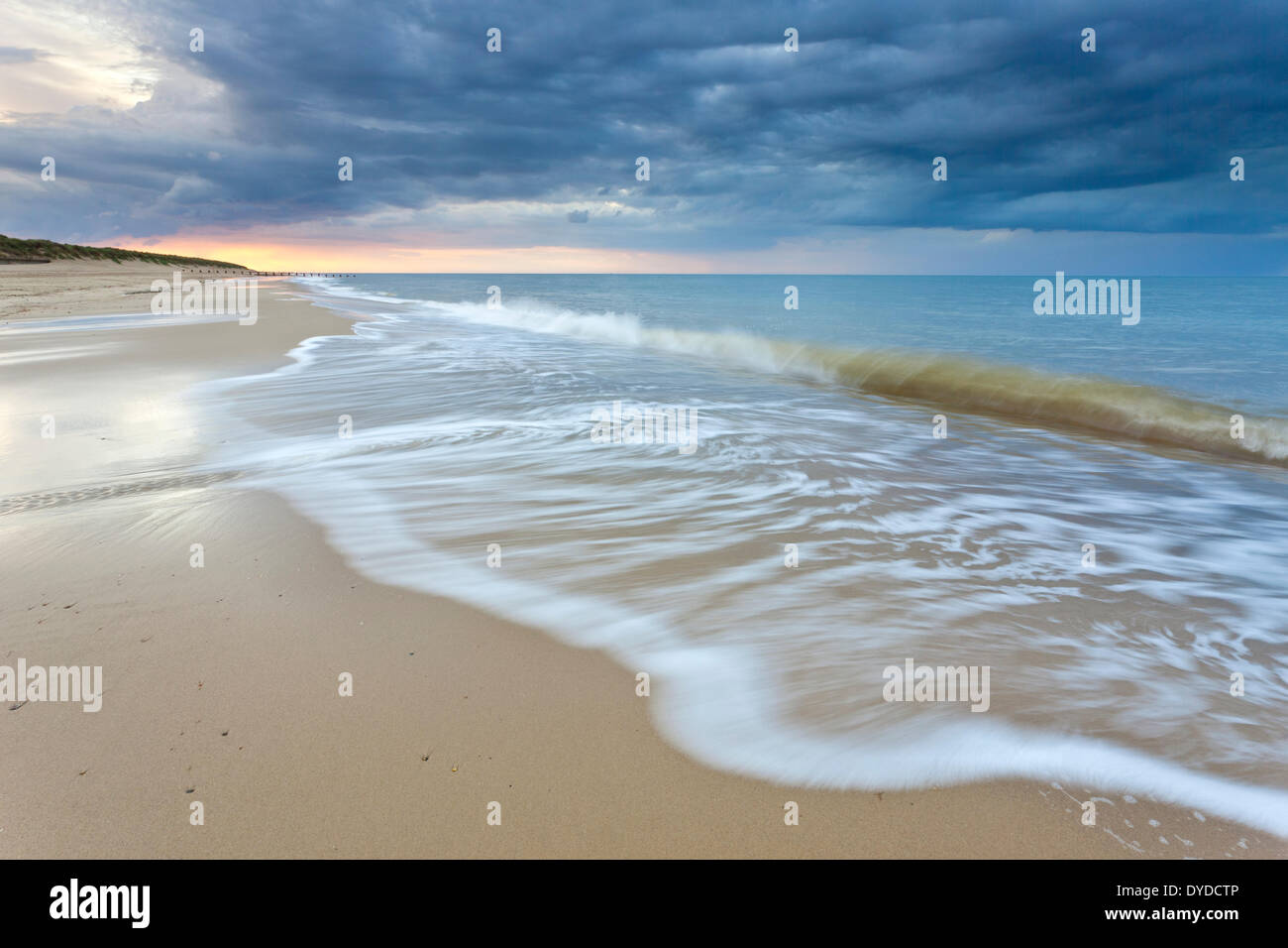 A storm passes over Horsey beach on the Norfolk coast. Stock Photo