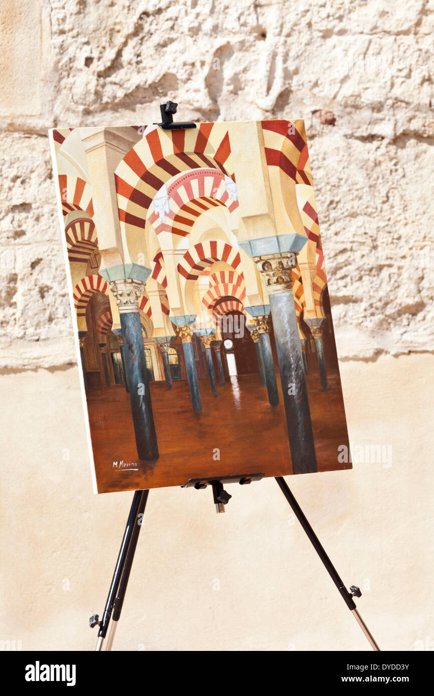 An oil painting of the Mezquita Mosque. Stock Photo
