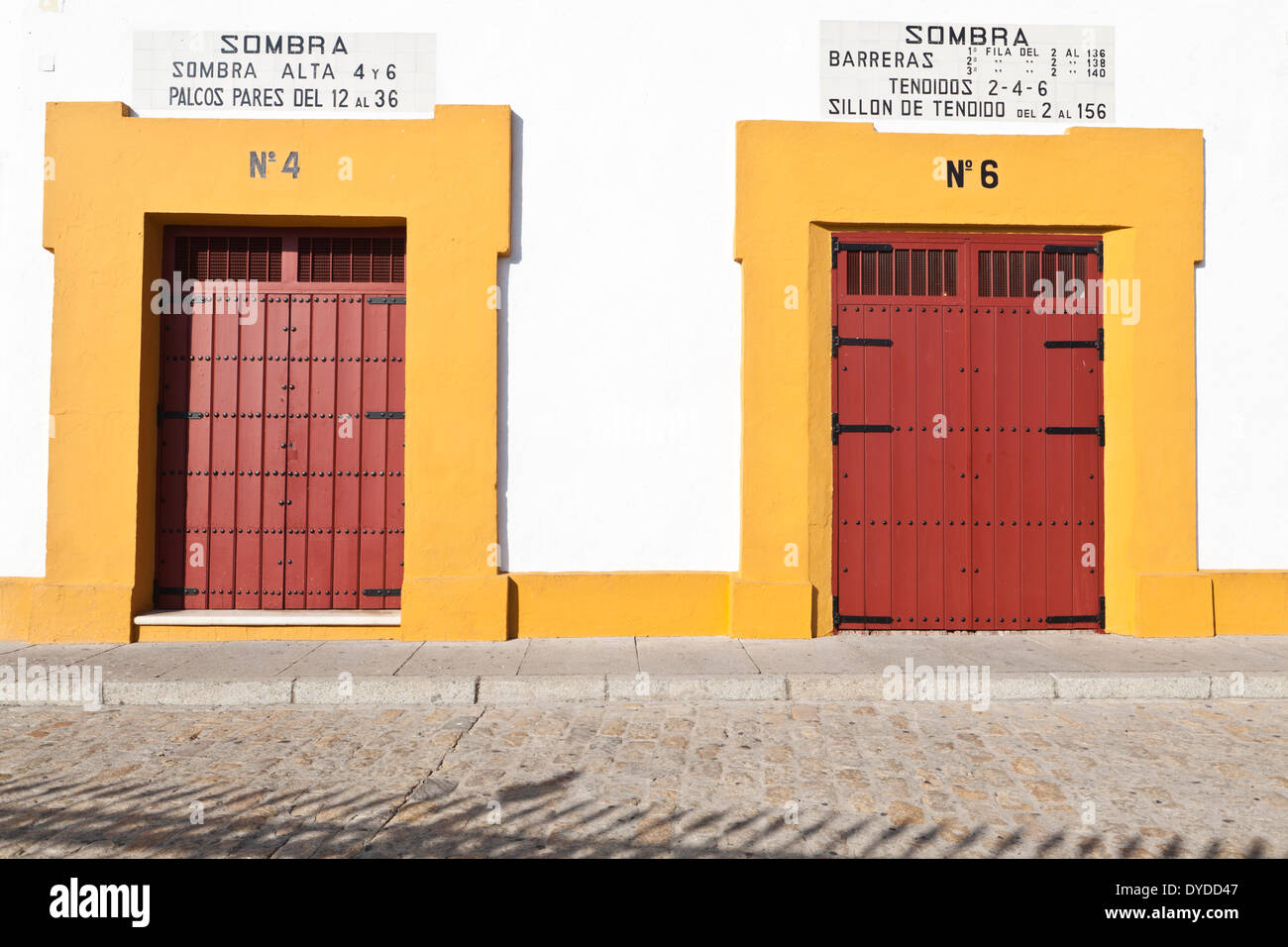 Entrance doors to the Plaza de toros de la Real Maestranza. Stock Photo