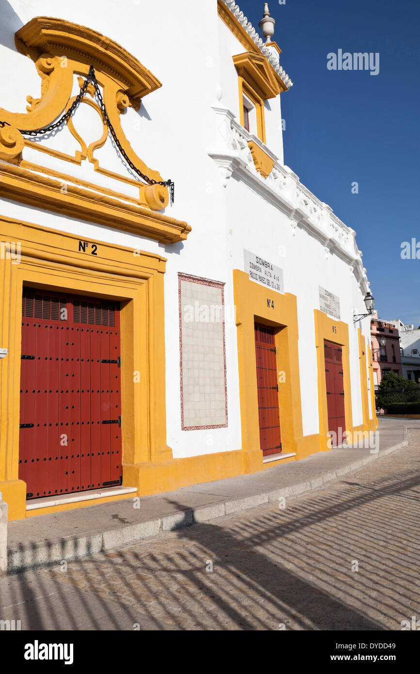 Exterior of Plaza de toros de la Real Maestranza. Stock Photo