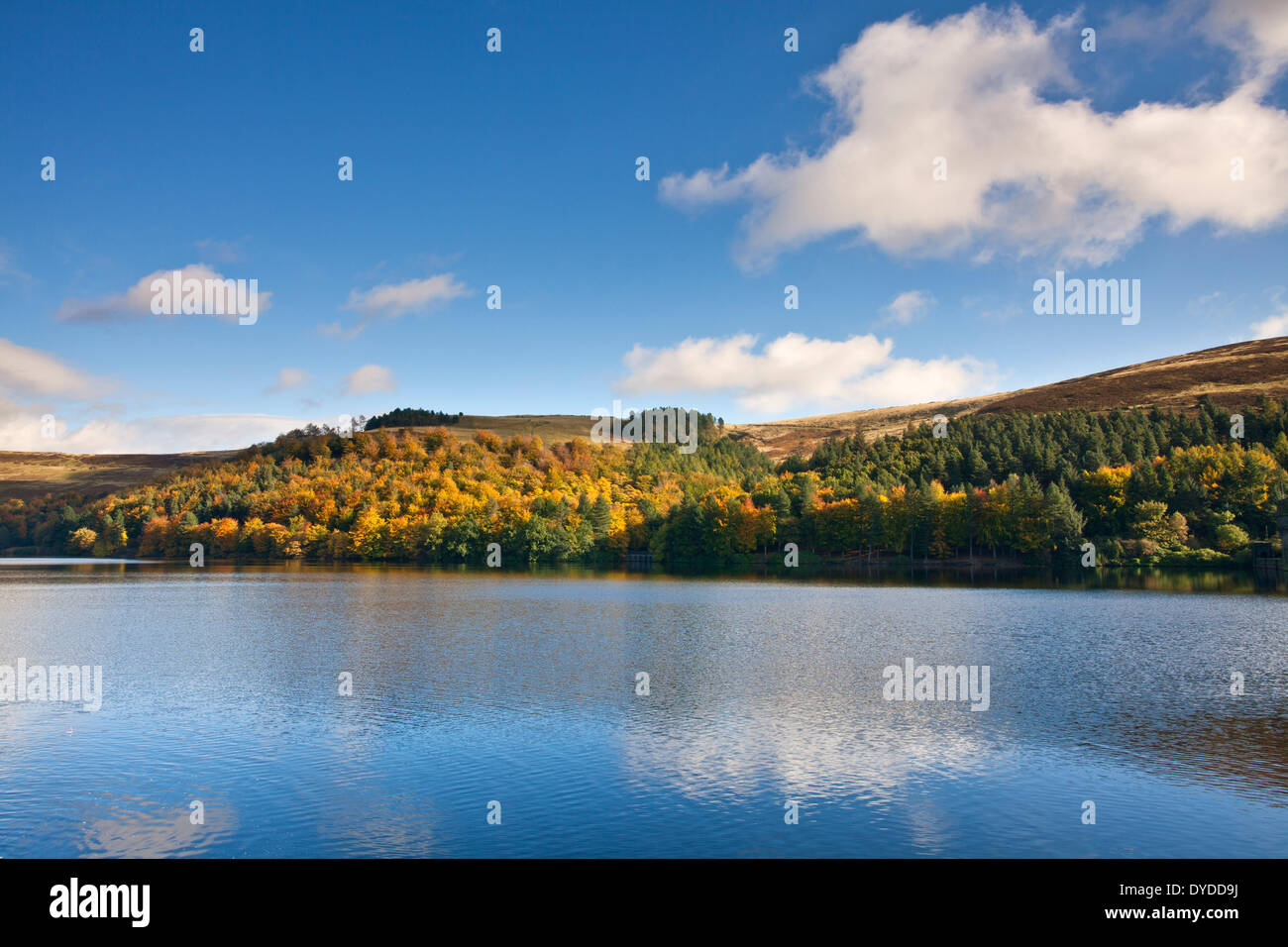 Derwent Reservoir on an autumnal day in the Peak District National Park. Stock Photo