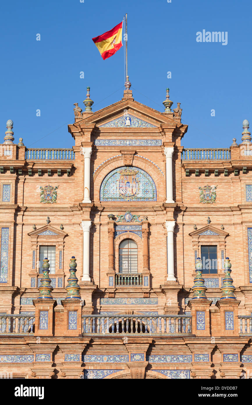 Central building of the Plaza de Espana in Seville. Stock Photo