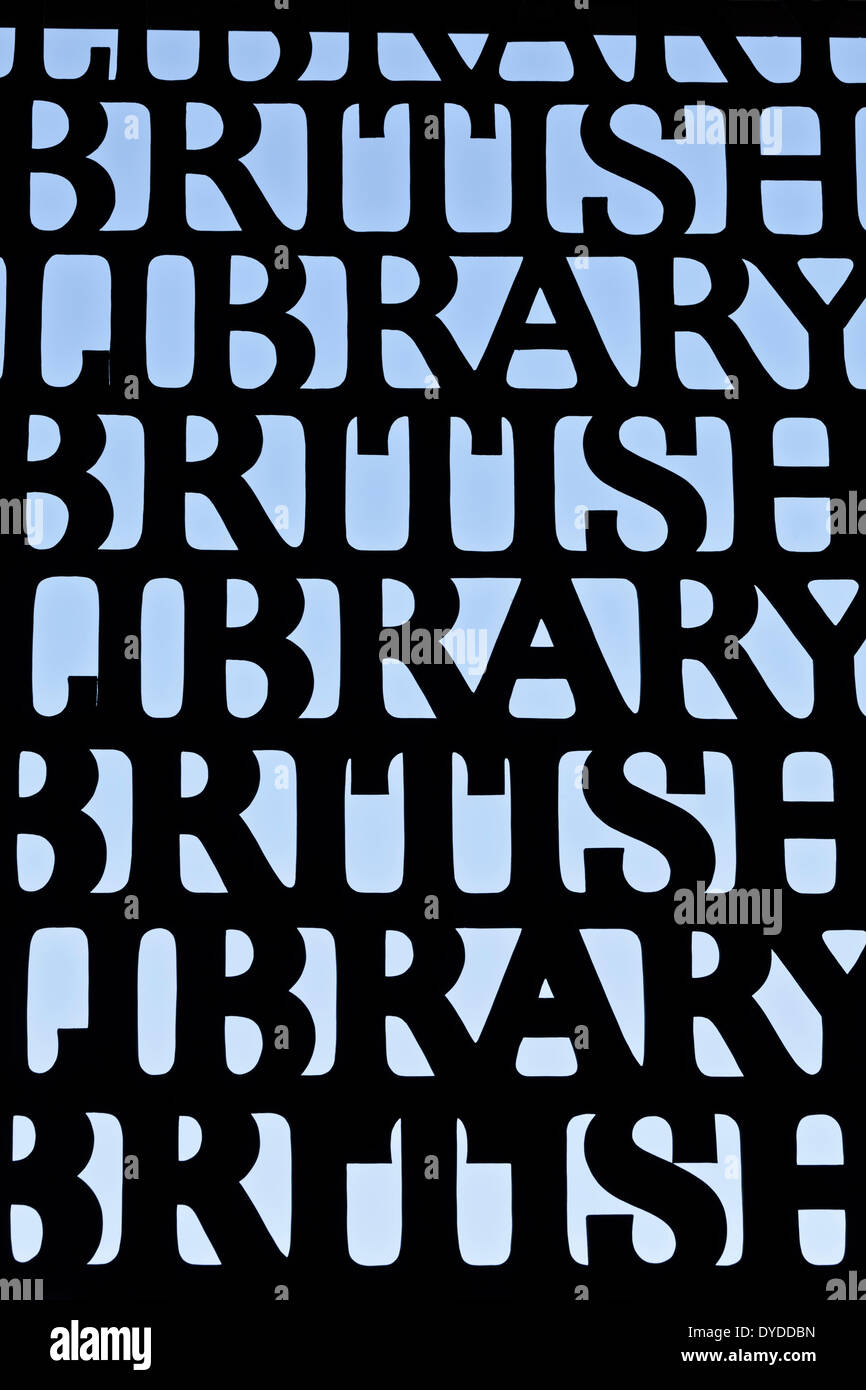 Entrance gate lettering to British Library. Stock Photo