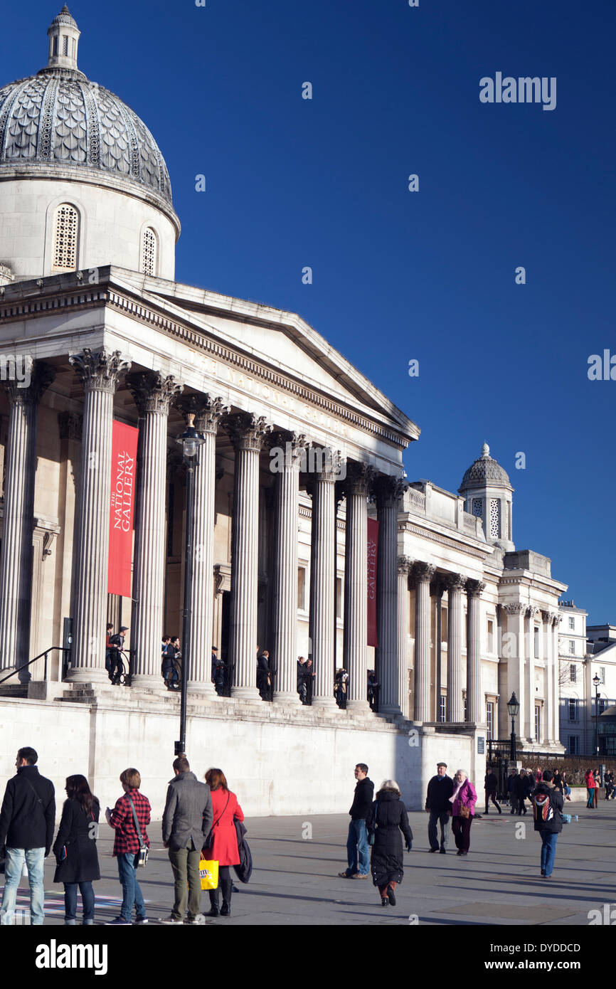 Visitors outside the National Gallery. Stock Photo