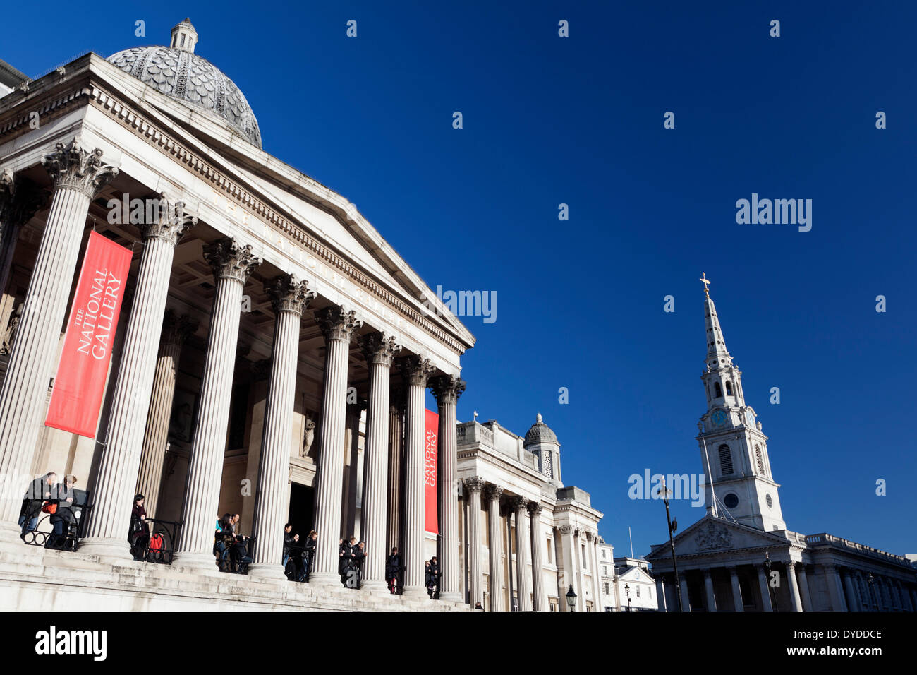 The National Gallery and St Martin in the Fields church. Stock Photo