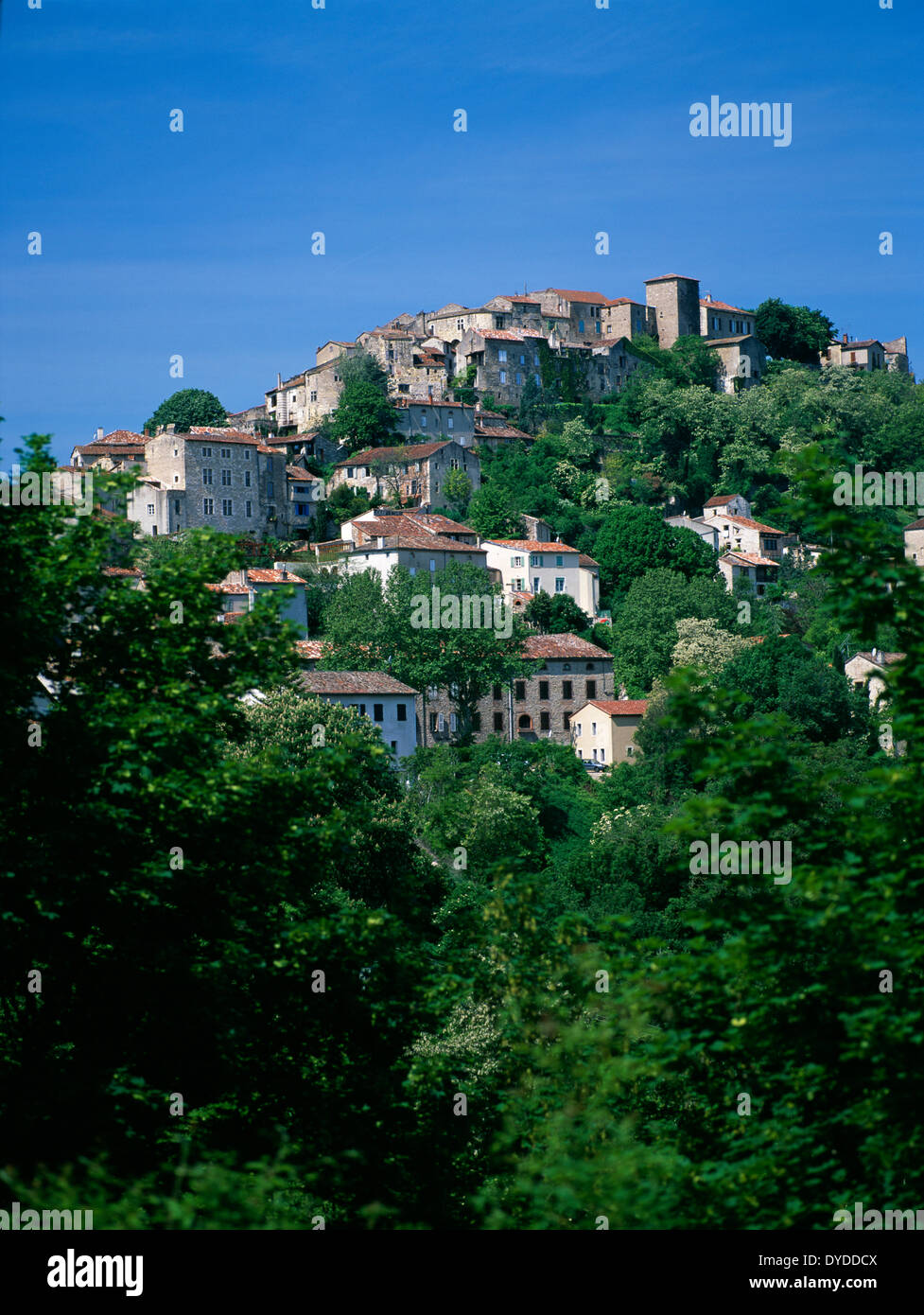 Cordes-sur-Ciel hilltop village. Stock Photo