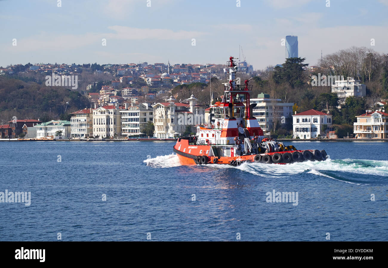 Coast guard on the Bosphorus, Istanbul, Turkey. Stock Photo