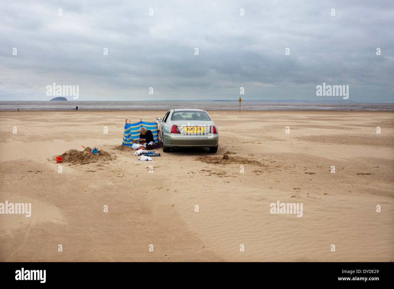 Car on Weston Super Mare beach Stock Photo Alamy