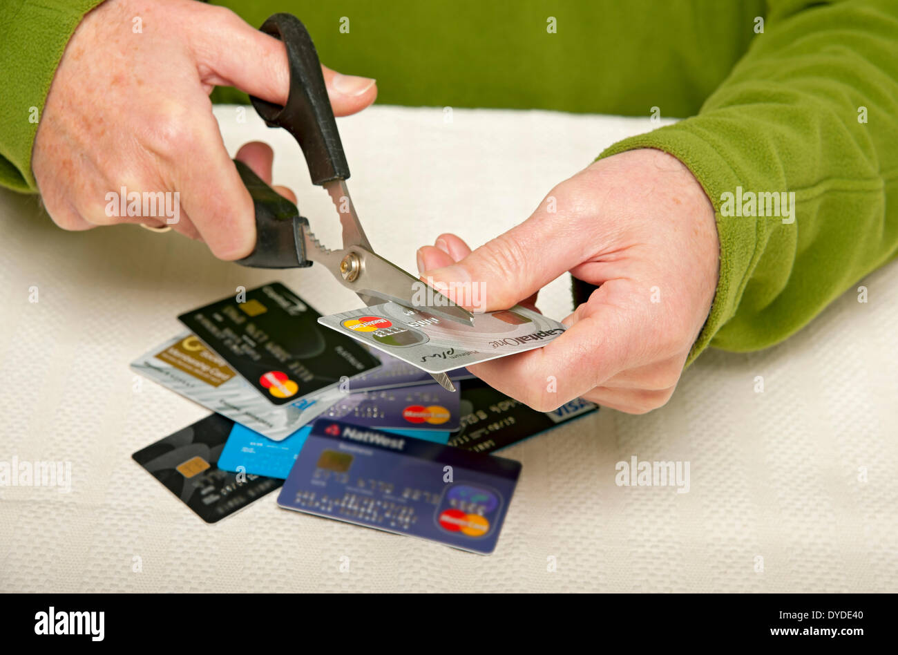 Cutting up credit card Stock Photo Alamy