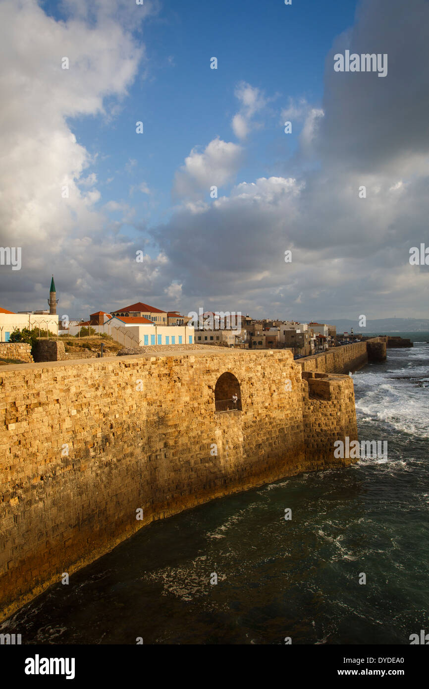 View of the old city walls, Akko (Acre), Israel. Stock Photo