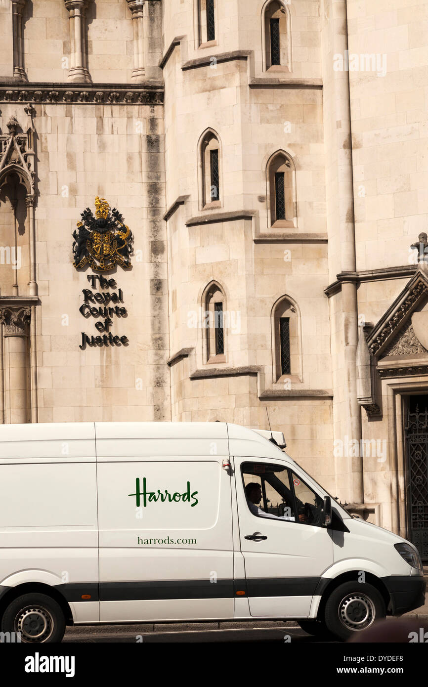 Harrods van outside the Royal Courts of Justice in Fleet Street in London. Stock Photo