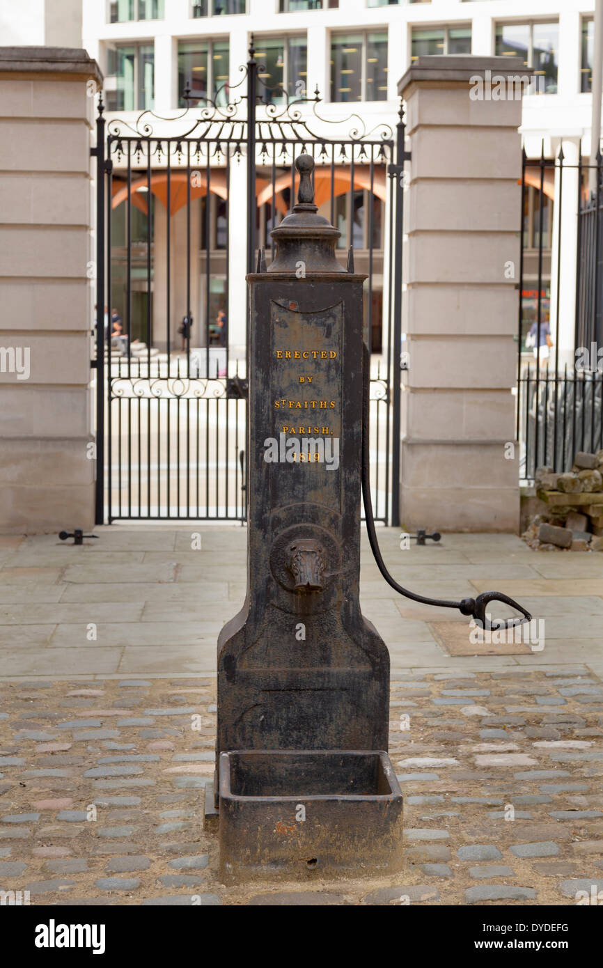 The Saint Faiths Parish Pump off Patenoster Square in London. Stock Photo
