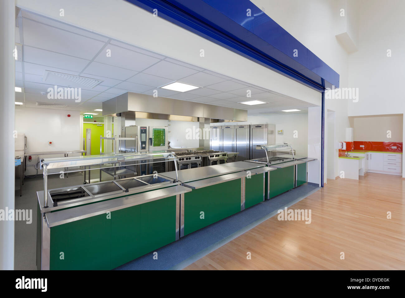 New primary school kitchen servery. Stock Photo