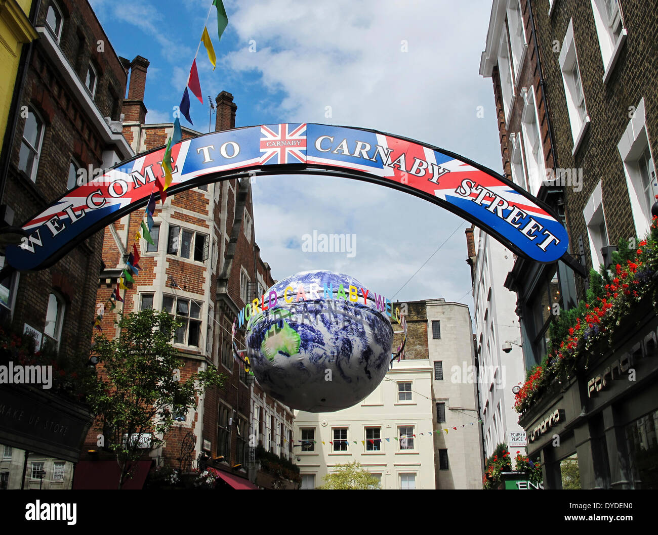 A view at the signage in Carnaby Street. Stock Photo