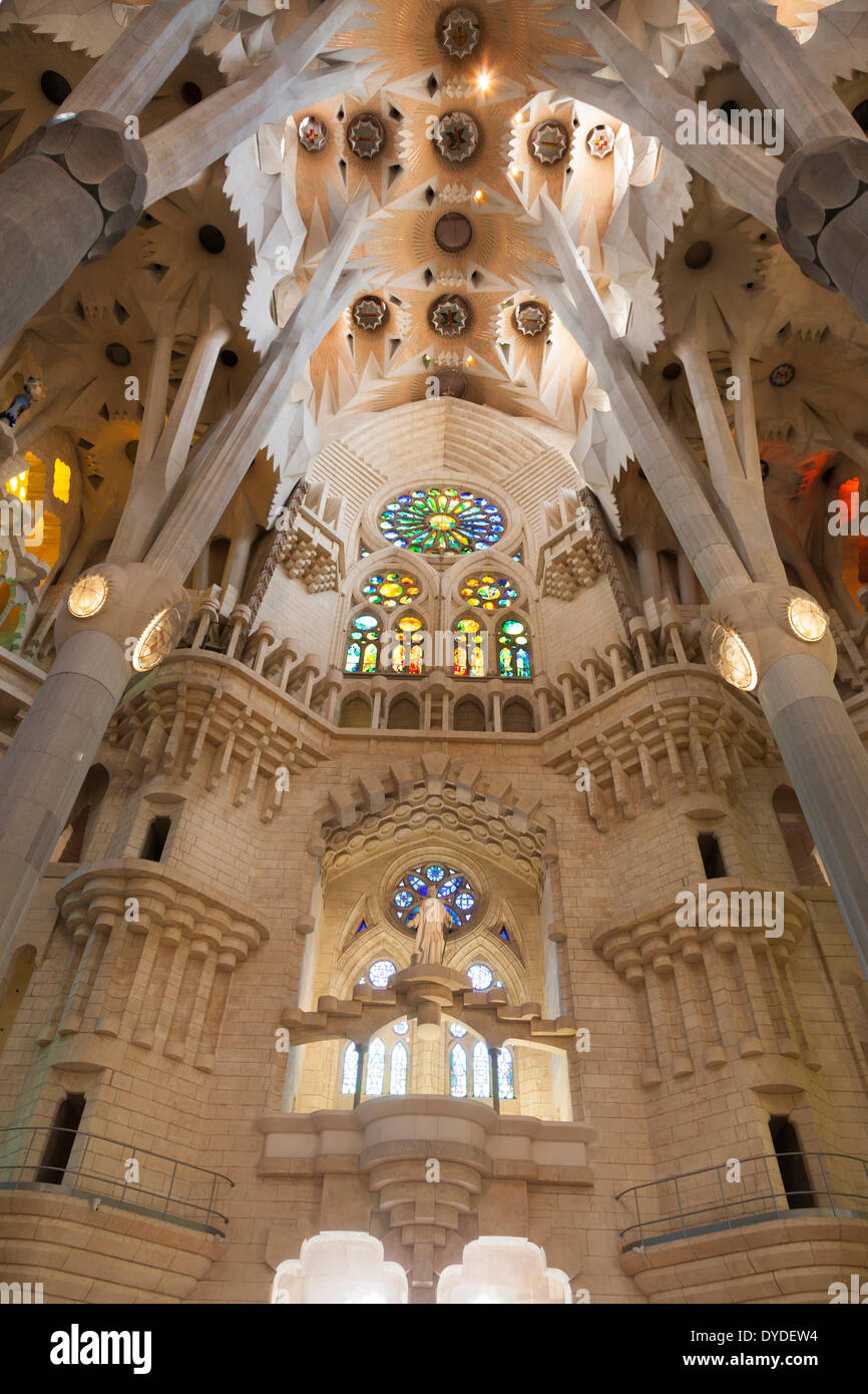 Looking Up Into The Vaulted Decorative Ceiling Of La Sagrada