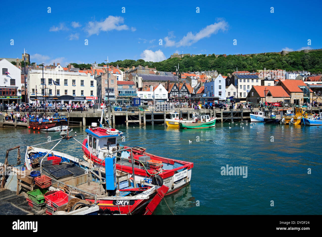 Fishing boats in the harbour at Scarborough Stock Photo Alamy