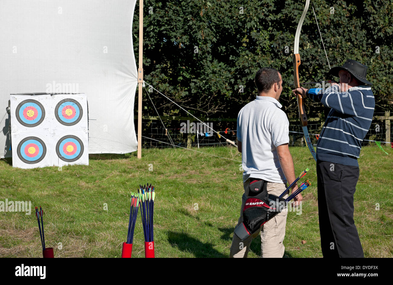 An archery instructor in Masham. Stock Photo