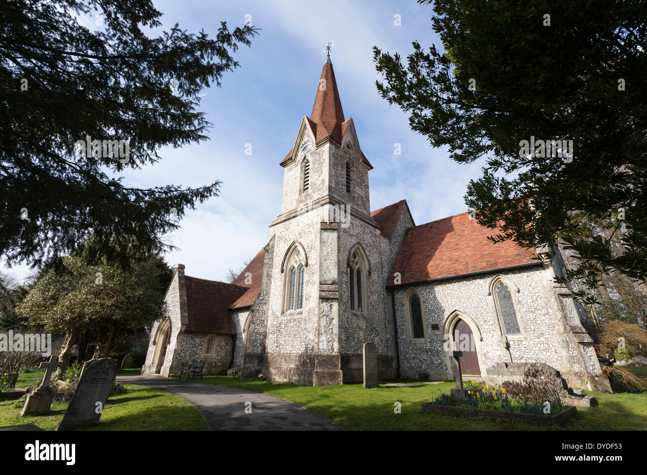 Exterior of Holy Trinity church in Horndean Stock Photo Alamy