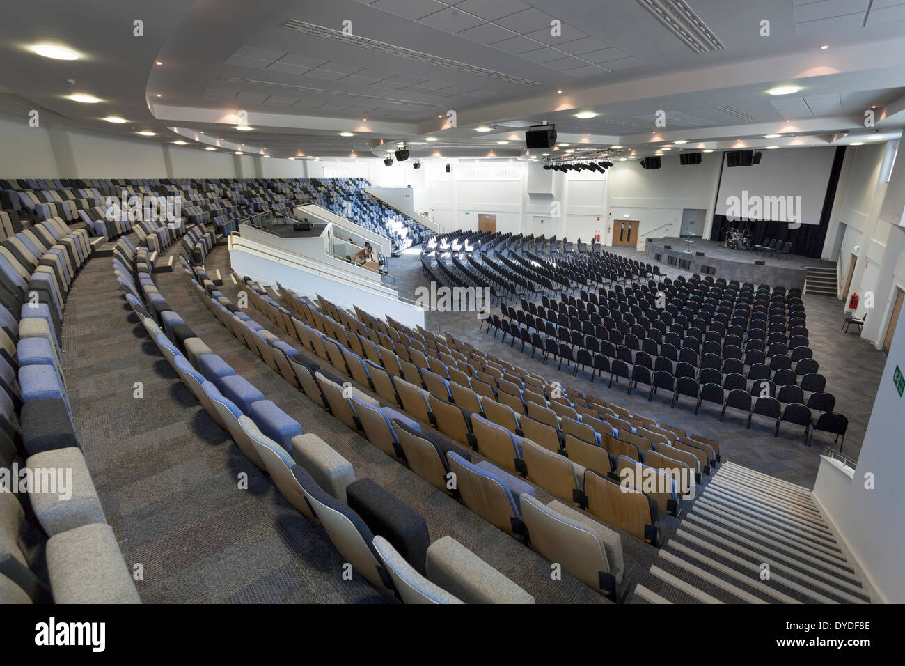 Kings Community church interior with tiered seating. Stock Photo