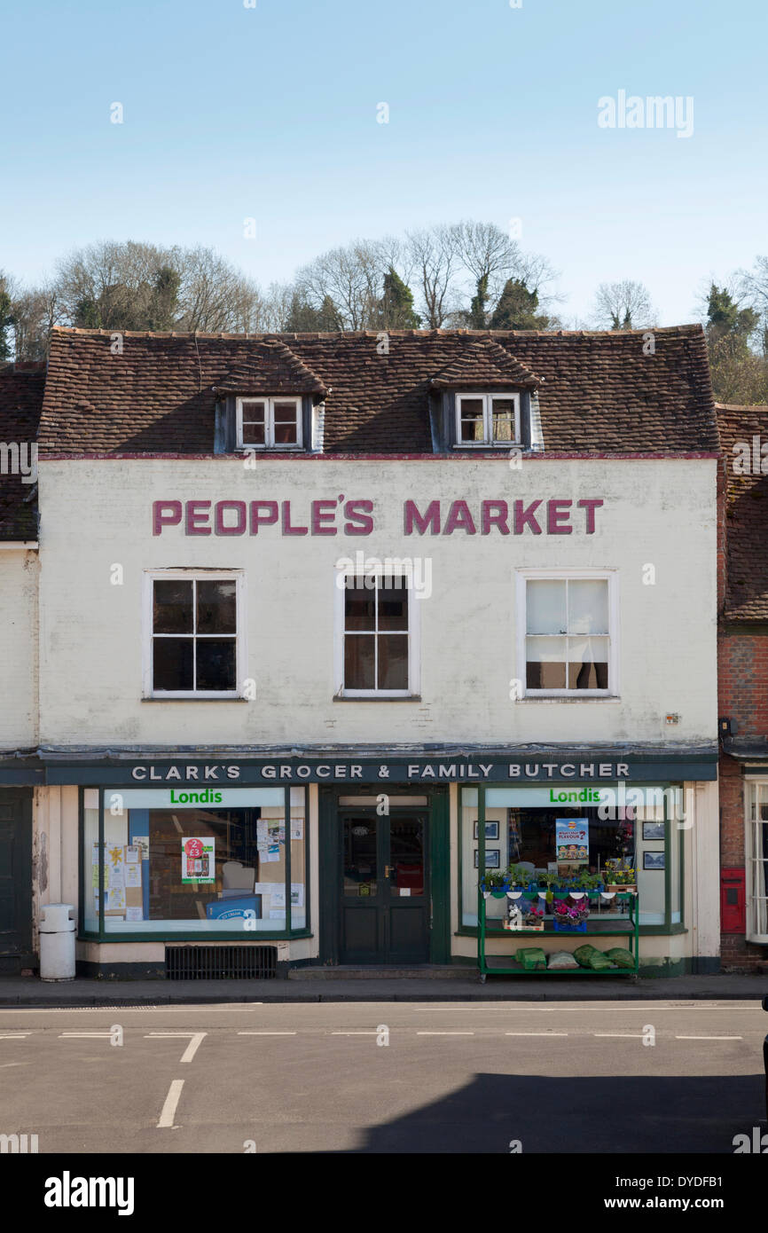 Old village grocer shop in english country village of Hambledon in Hampshire. Stock Photo