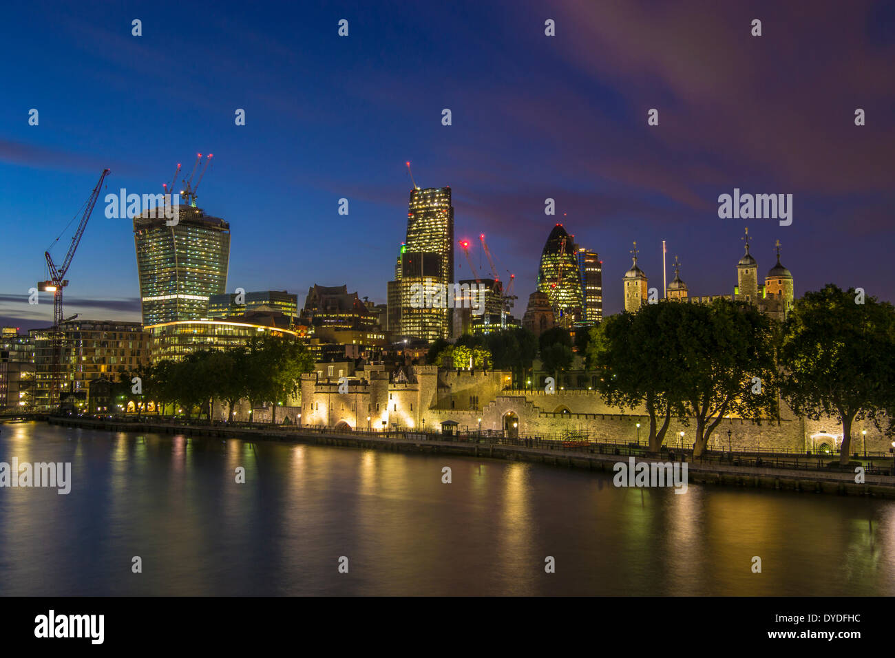 A view of London skyline from Tower Bridge. Stock Photo