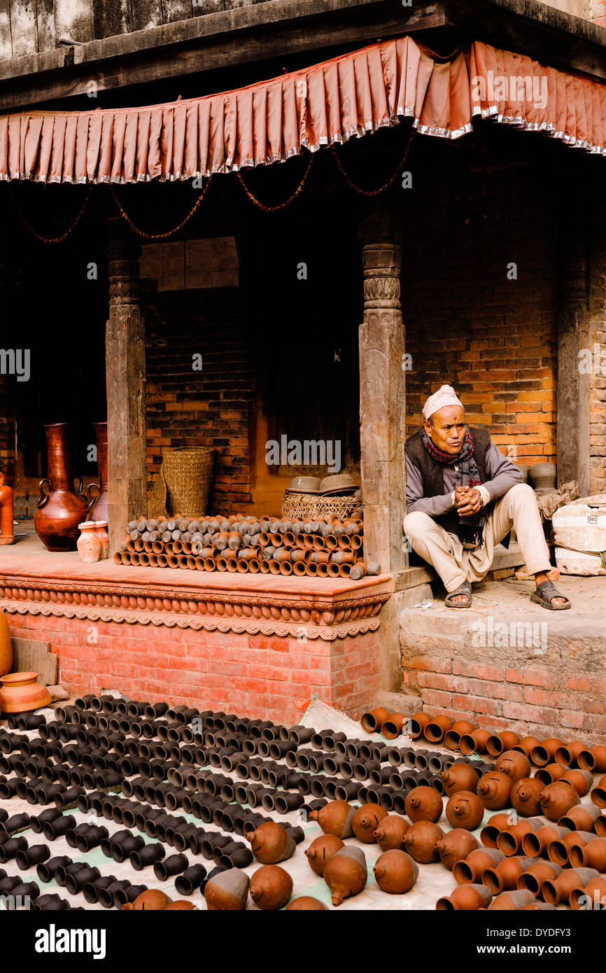 Pottery Square in Bhaktapur in Nepal. Stock Photo