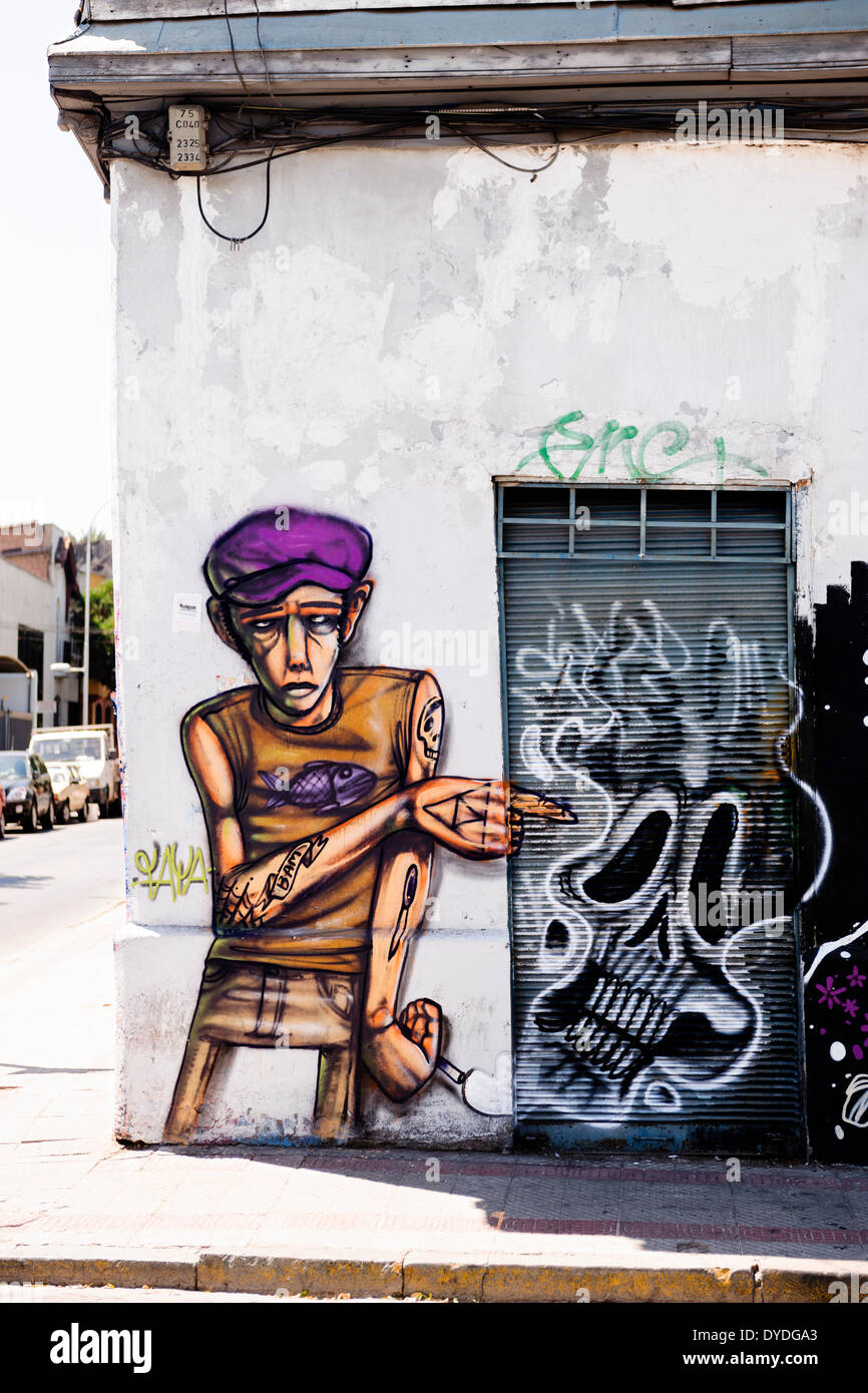Street art in Barrio Providencia in Santiago. Stock Photo
